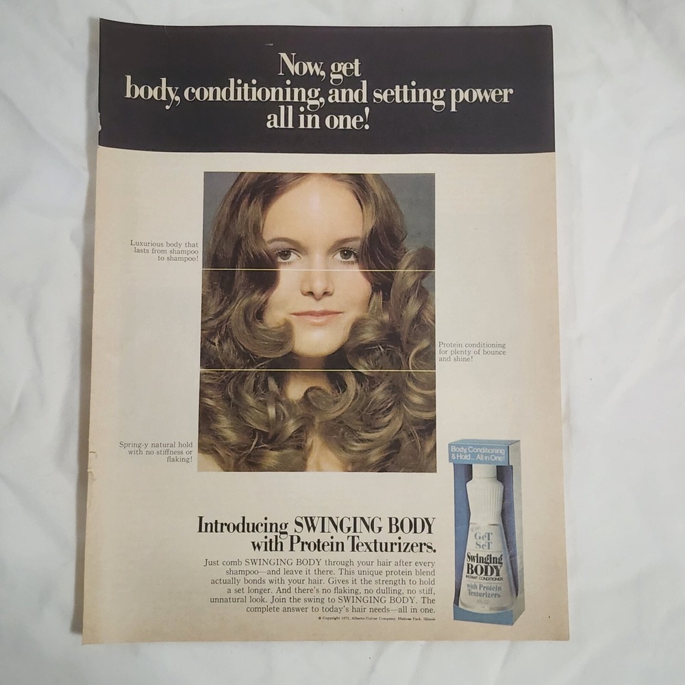 Vintage 1971 Swinging Body Protein Texturizer Hair Conditioner Print Ad Clipping